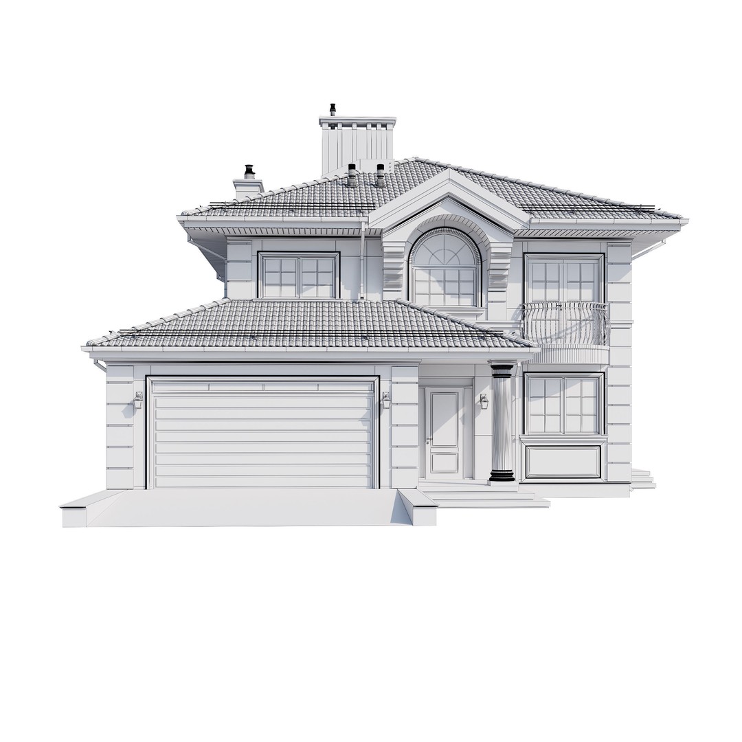 Modern House 3D Model – One-Story PBR Asset, FBX & V-Ray - View 25