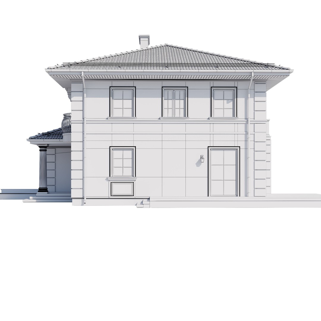 Modern House 3D Model – One-Story PBR Asset, FBX & V-Ray - View 27