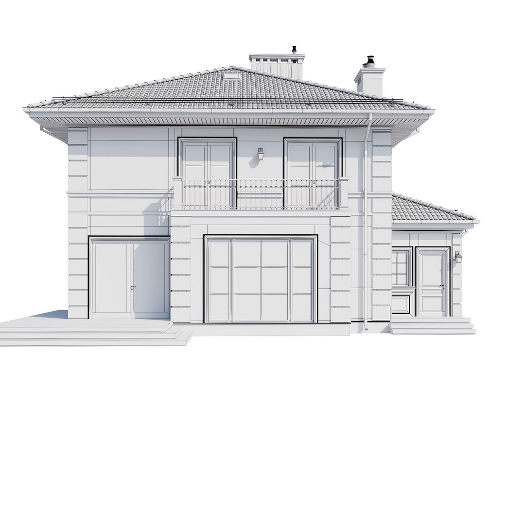 Modern House 3D Model – One-Story PBR Asset, FBX & V-Ray - View 29