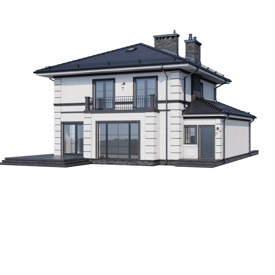 Modern House 3D Model – One-Story PBR Asset, FBX & V-Ray - View 30