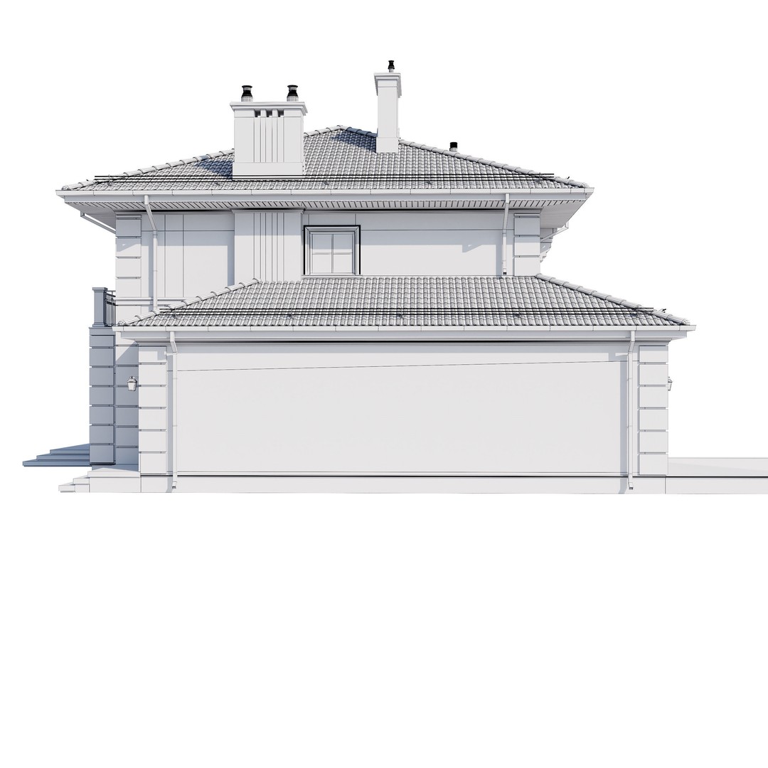 Modern House 3D Model – One-Story PBR Asset, FBX & V-Ray - View 31