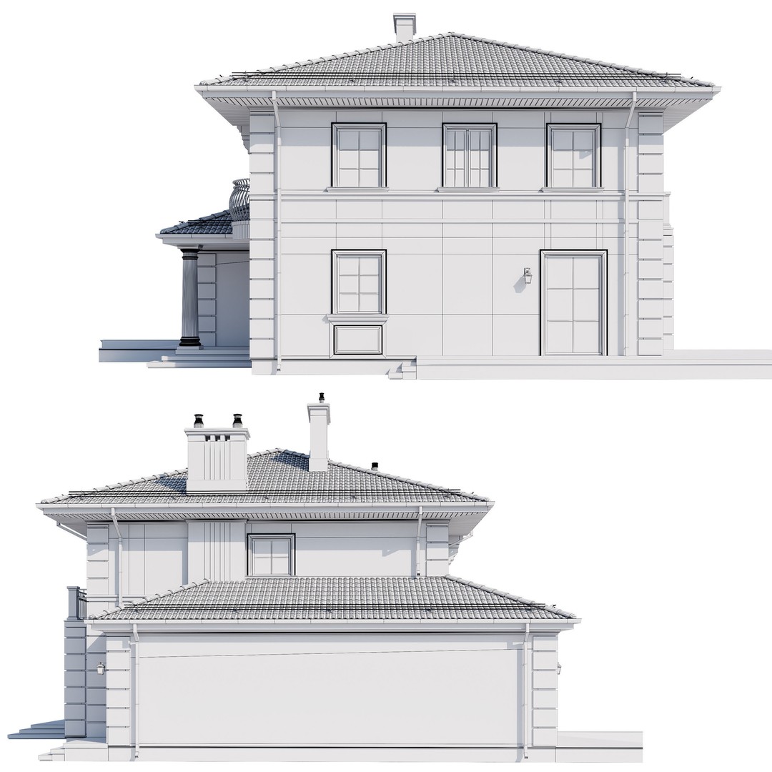 Modern House 3D Model – One-Story PBR Asset, FBX & V-Ray - View 32