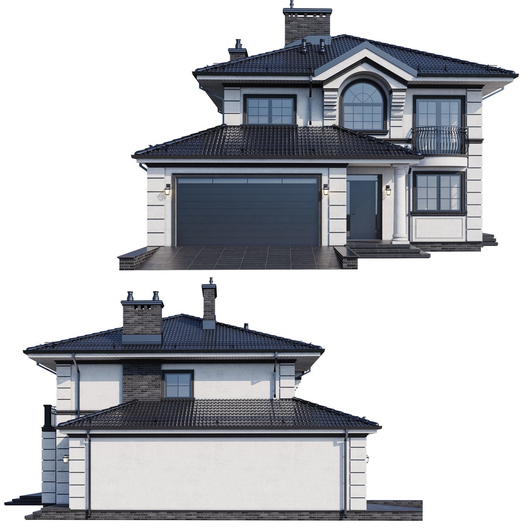 Modern House 3D Model – One-Story PBR Asset, FBX & V-Ray - View 4