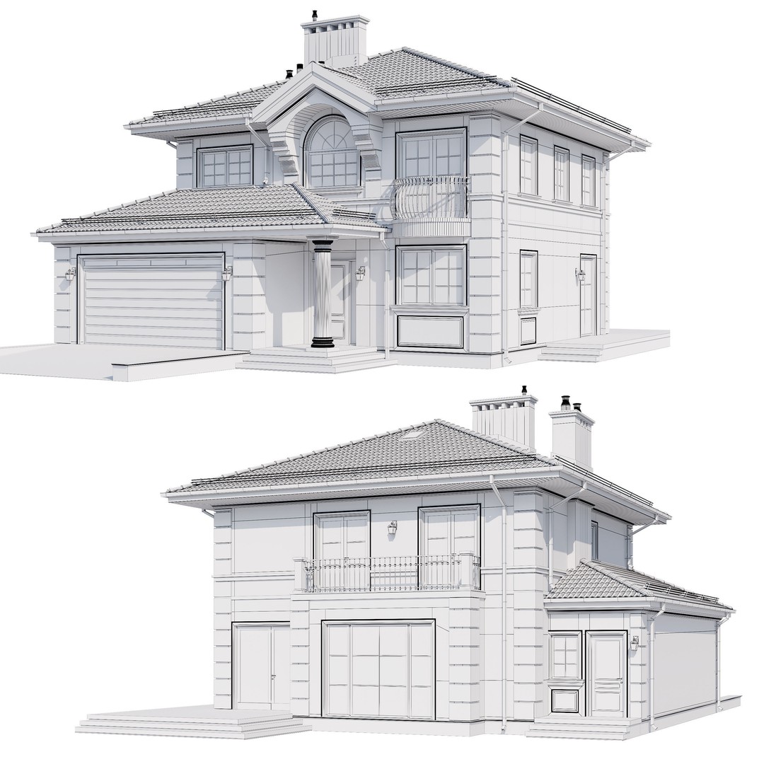 Modern House 3D Model – One-Story PBR Asset, FBX & V-Ray - View 6