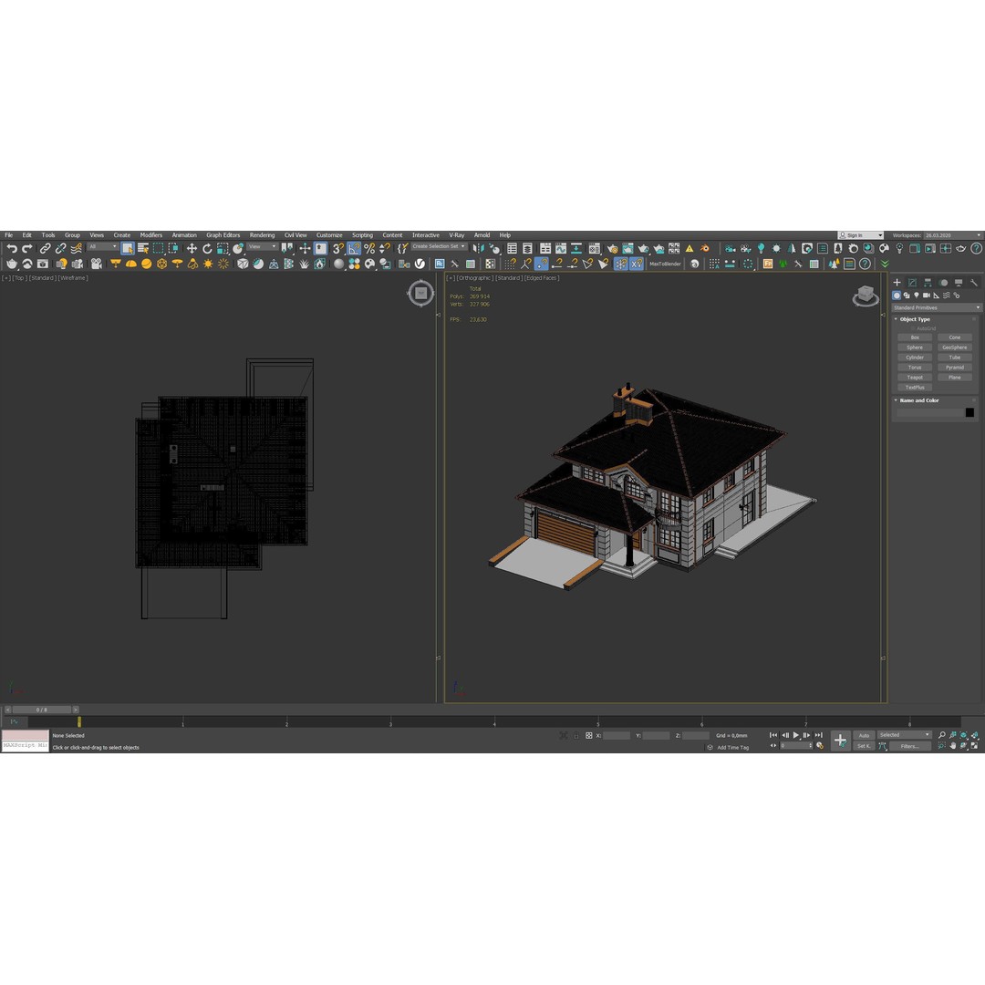 Modern House 3D Model – One-Story PBR Asset, FBX & V-Ray - View 8