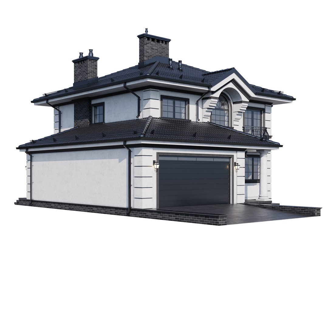 Modern House 3D Model – One-Story PBR Asset, FBX & V-Ray - View 9