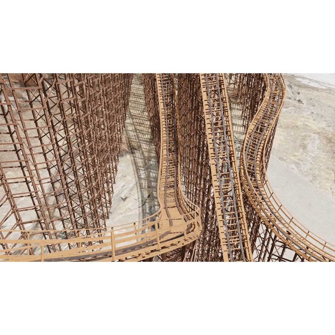 Wooden Rollercoaster 3D Model – Low Poly Game Asset, FBX, OBJ - View 10