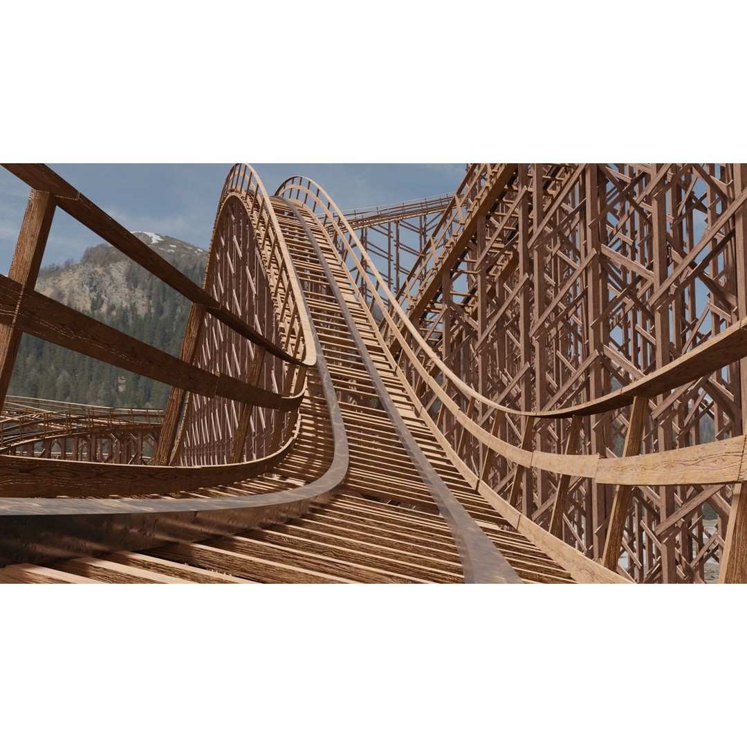 Wooden Rollercoaster 3D Model – Low Poly Game Asset, FBX, OBJ - View 11