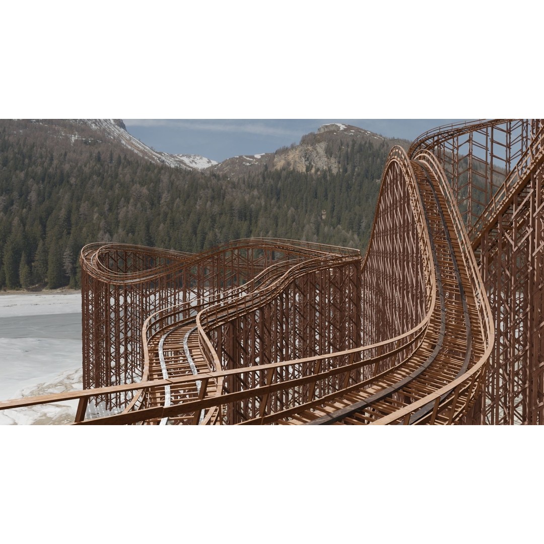 Wooden Rollercoaster 3D Model – Low Poly Game Asset, FBX, OBJ - View 12