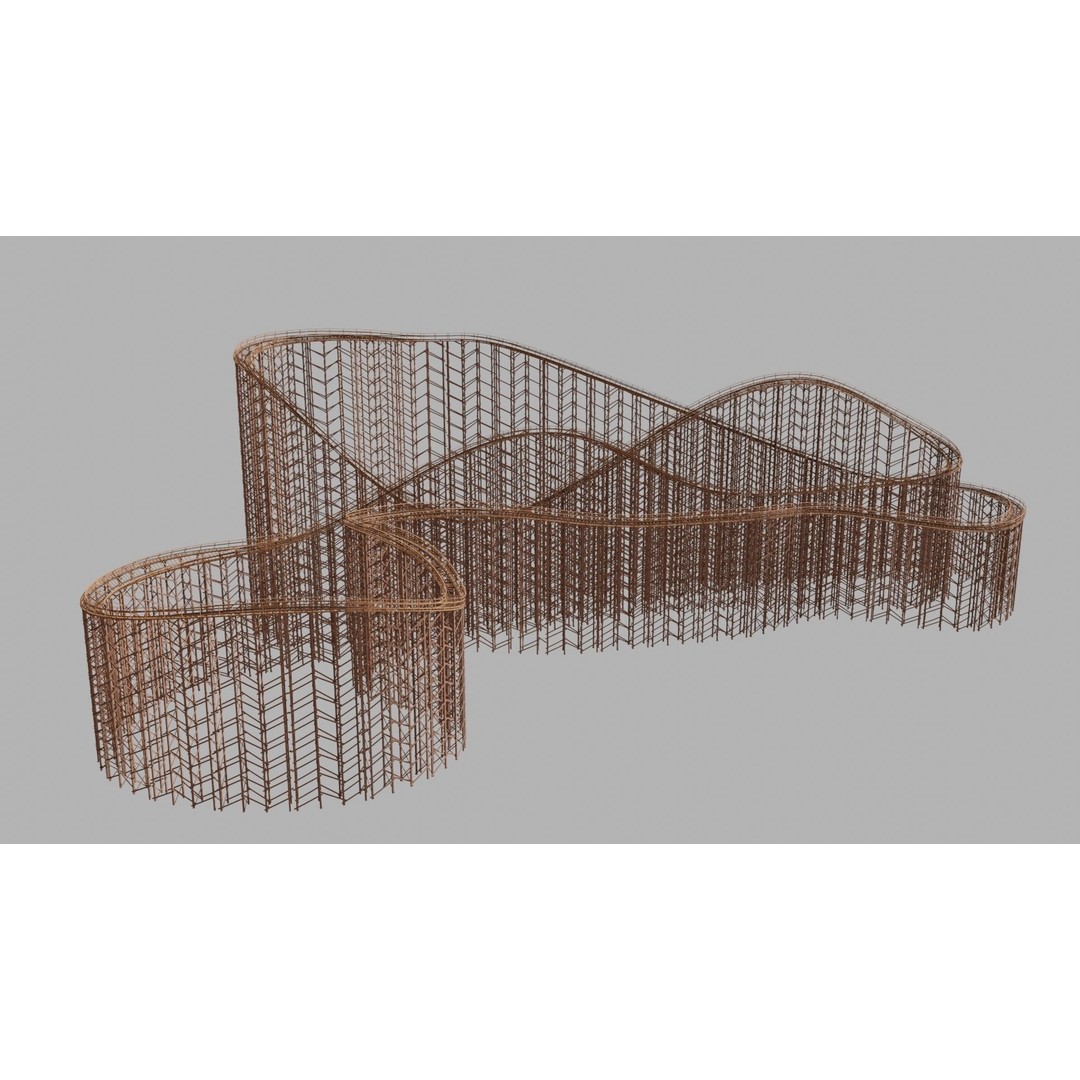 Wooden Rollercoaster 3D Model – Low Poly Game Asset, FBX, OBJ - View 13