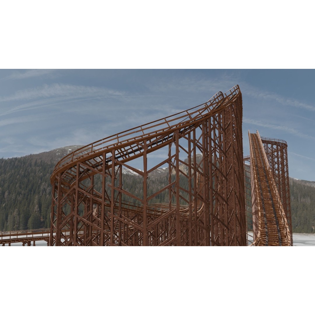 Wooden Rollercoaster 3D Model – Low Poly Game Asset, FBX, OBJ - View 14
