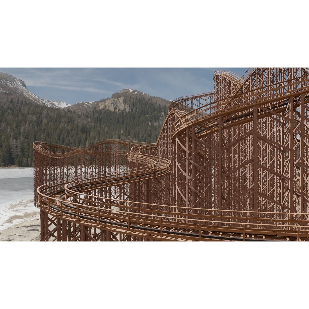 Wooden Rollercoaster 3D Model – Low Poly Game Asset, FBX, OBJ - View 15