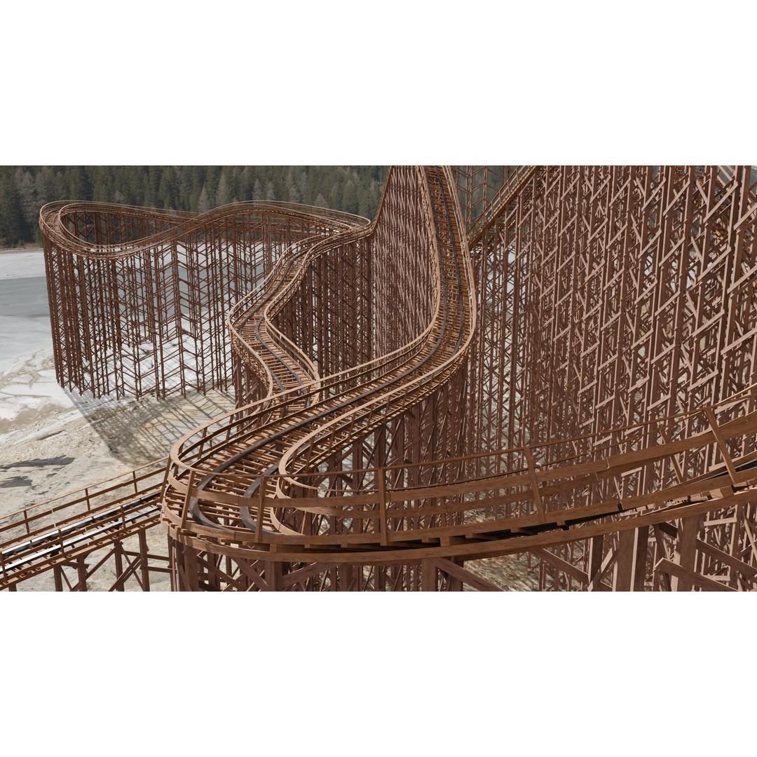 Wooden Rollercoaster 3D Model – Low Poly Game Asset, FBX, OBJ - View 16