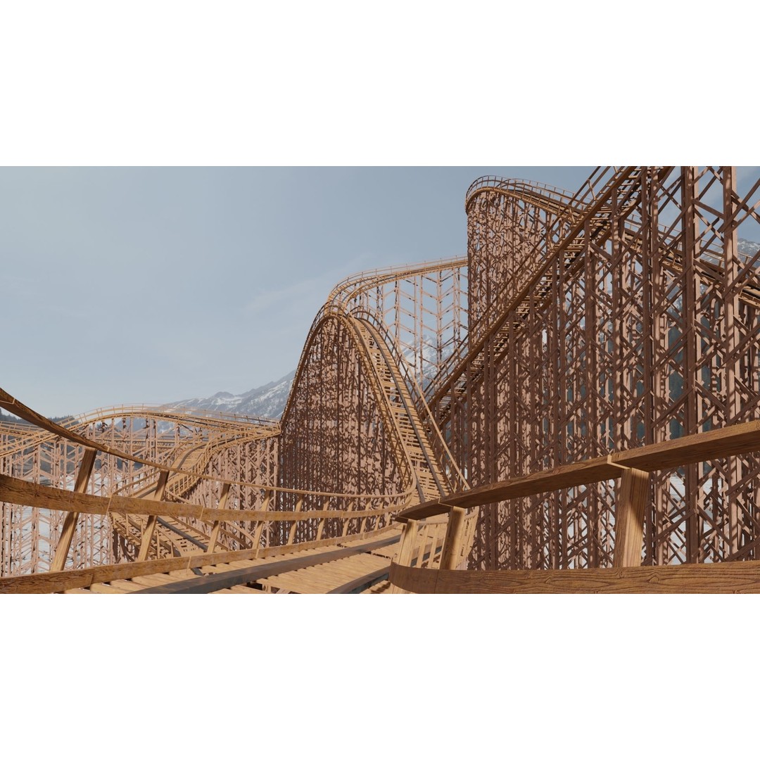 Wooden Rollercoaster 3D Model – Low Poly Game Asset, FBX, OBJ - View 17