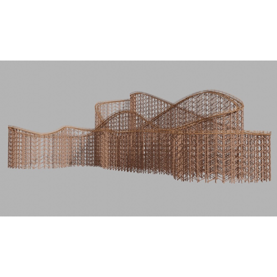 Wooden Rollercoaster 3D Model – Low Poly Game Asset, FBX, OBJ - View 18