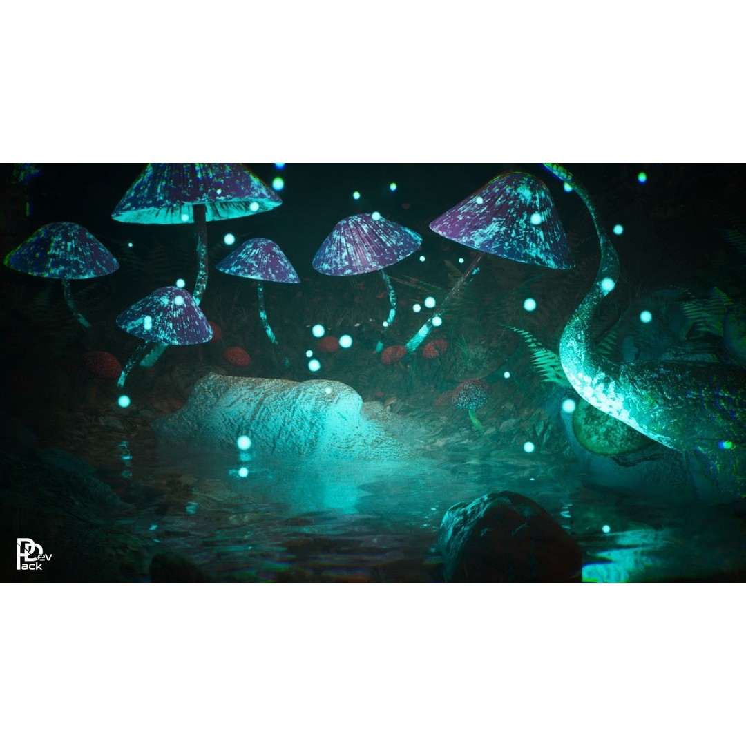Mushroom Forest 3D Model – Low Poly PBR Props & Environment Assets - View 11