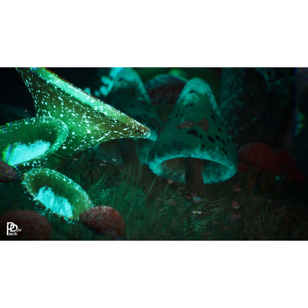 Mushroom Forest 3D Model – Low Poly PBR Props & Environment Assets - View 8