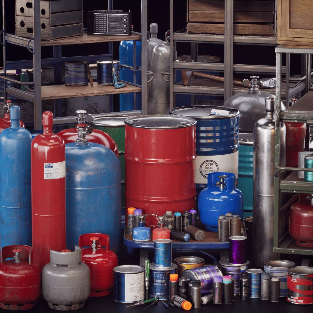 Warehouse Props Pack 3D Model – Low Poly Industrial Assets, FBX - View 2
