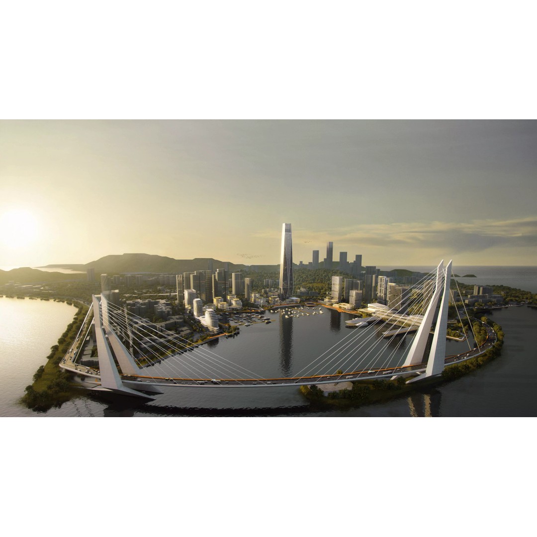 Coastal Marina Cityscape 3D Model – High-Quality Archviz Asset, FBX - View 2