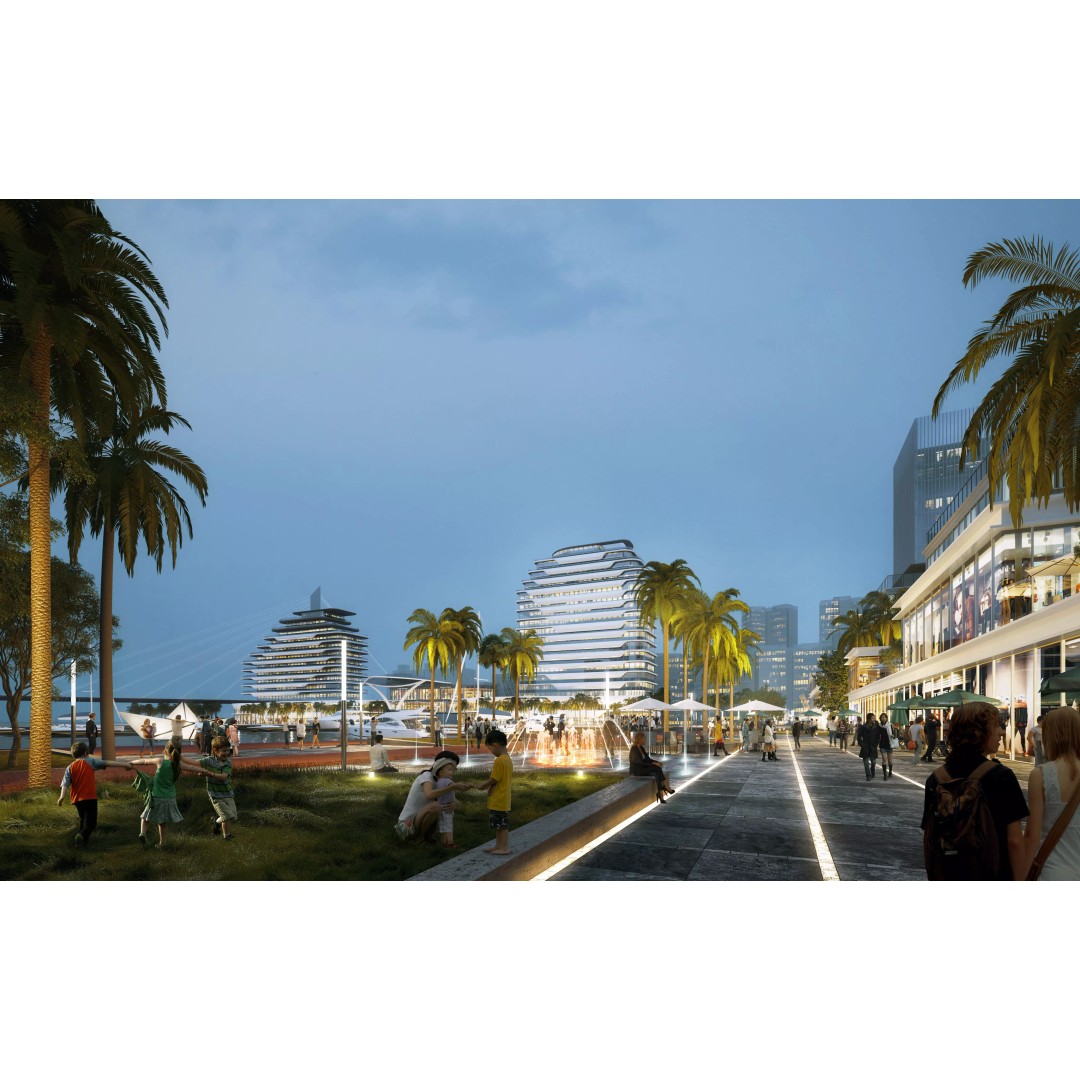Coastal Marina Cityscape 3D Model – High-Quality Archviz Asset, FBX - View 7