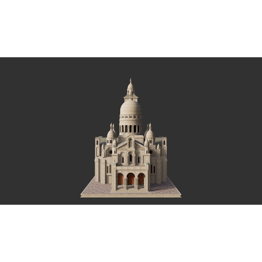 Sacre Coeur 3D Model – Detailed Landmark Asset, FBX & Blender Formats - View 11