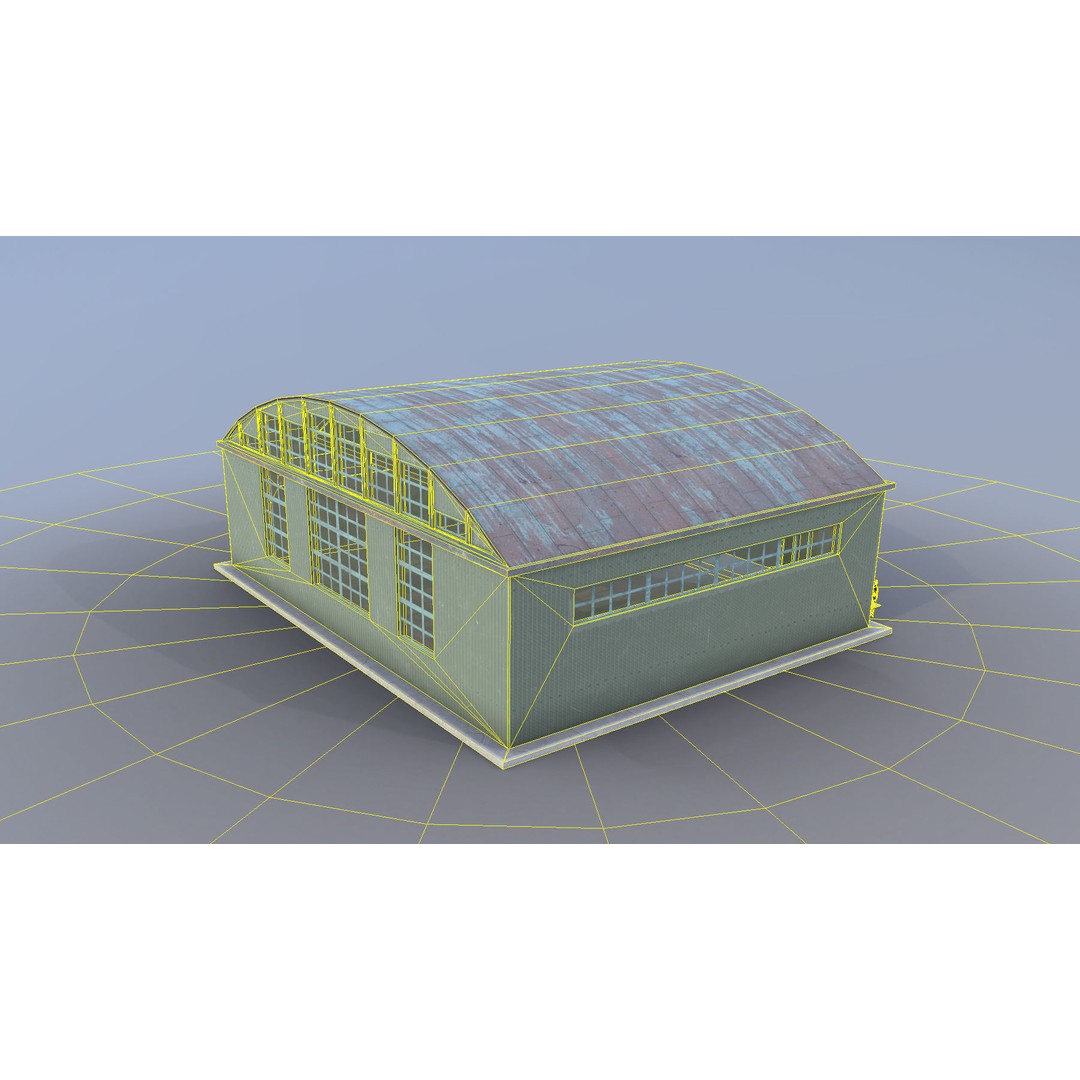 Airport Hangar 3D Model – Low Poly Game Asset with PBR Textures - View 11