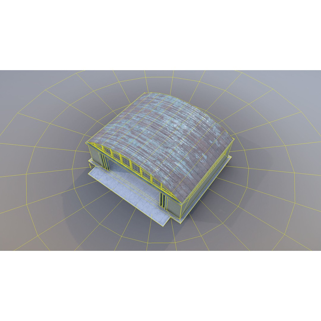 Airport Hangar 3D Model – Low Poly Game Asset with PBR Textures - View 12