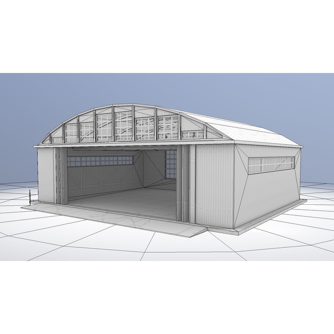 Airport Hangar 3D Model – Low Poly Game Asset with PBR Textures - View 13