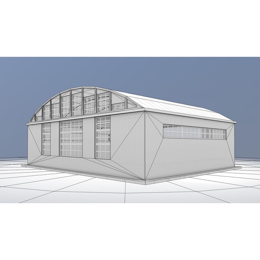 Airport Hangar 3D Model – Low Poly Game Asset with PBR Textures - View 14