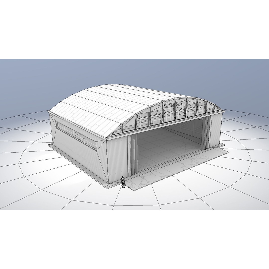 Airport Hangar 3D Model – Low Poly Game Asset with PBR Textures - View 15