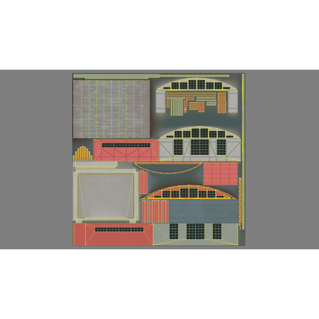 Airport Hangar 3D Model – Low Poly Game Asset with PBR Textures - View 17