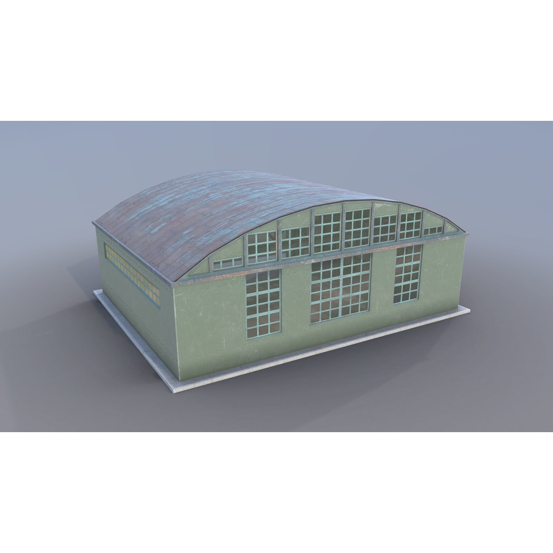 Airport Hangar 3D Model – Low Poly Game Asset with PBR Textures - View 5