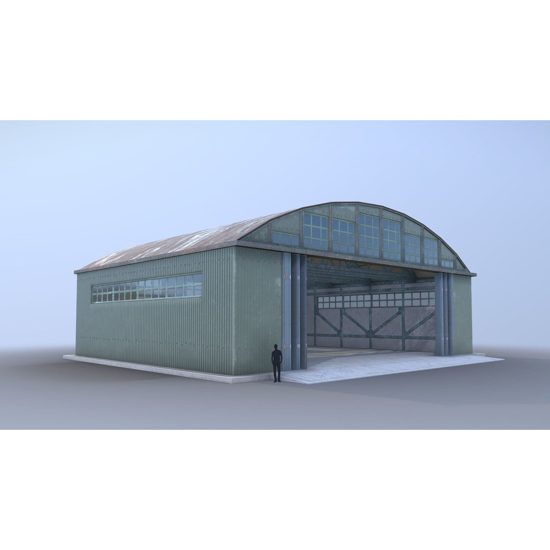 Airport Hangar 3D Model – Low Poly Game Asset with PBR Textures - View 6