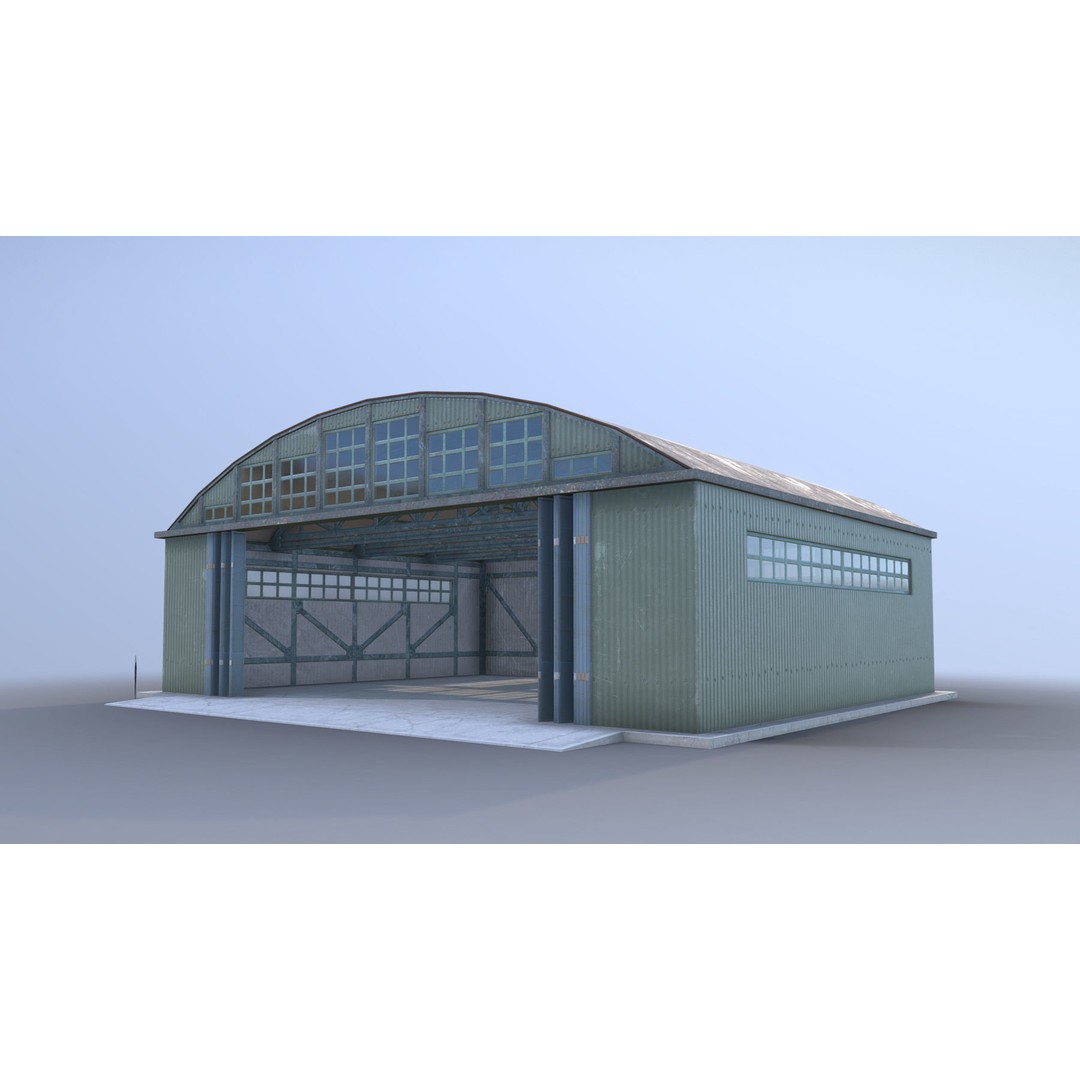 Airport Hangar 3D Model – Low Poly Game Asset with PBR Textures - View 7