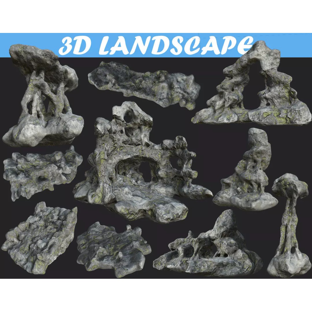 Fantasy Cave 3D Model – Low Poly Dungeon Environment, OBJ & FBX - View 2