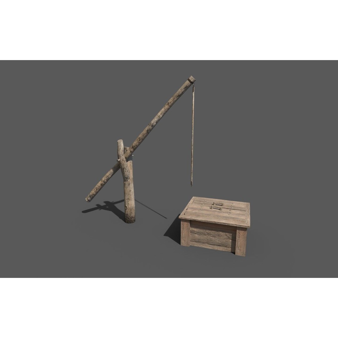 Wooden Water Well 3D Model – Low Poly Historic Asset, FBX - View 10