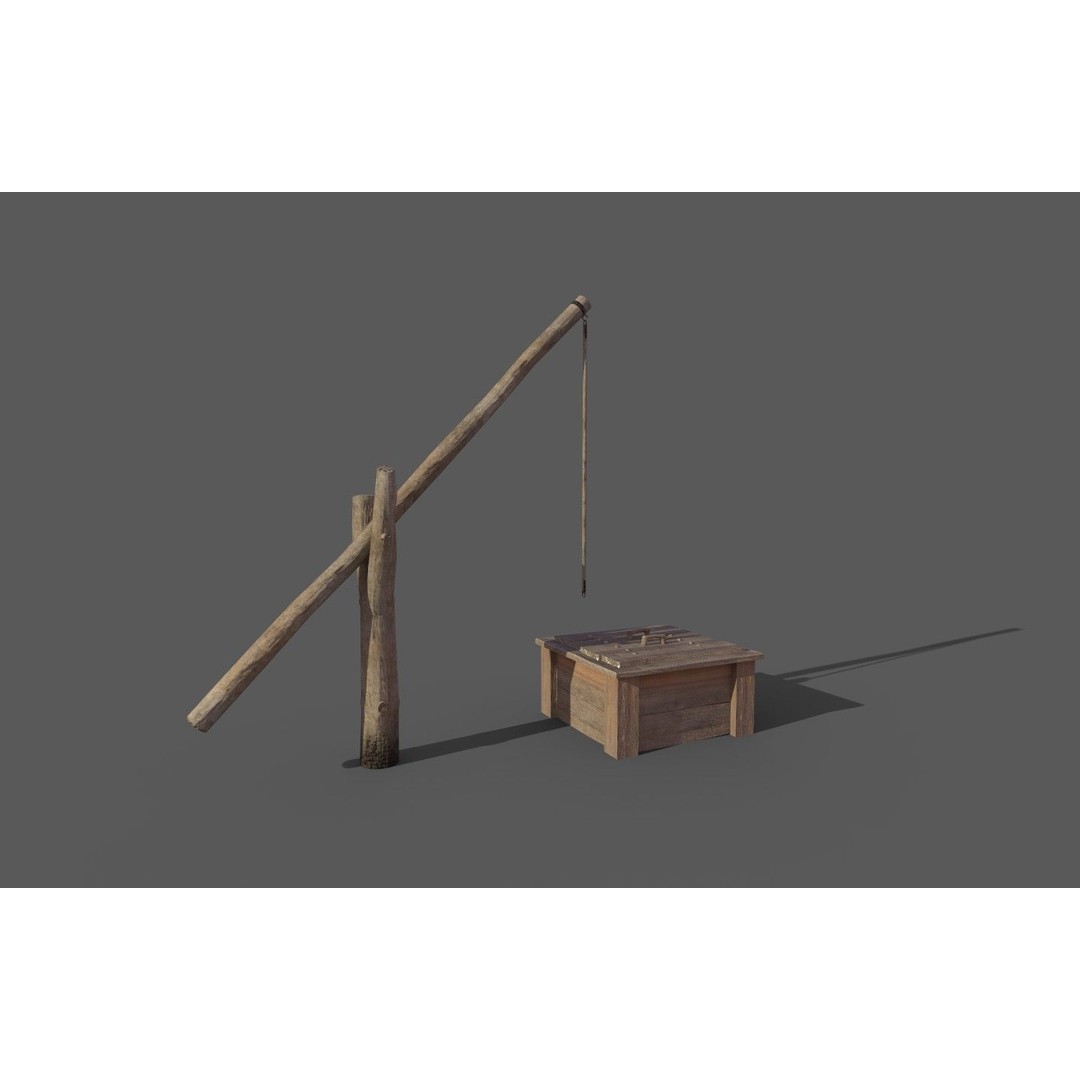 Wooden Water Well 3D Model – Low Poly Historic Asset, FBX - View 11