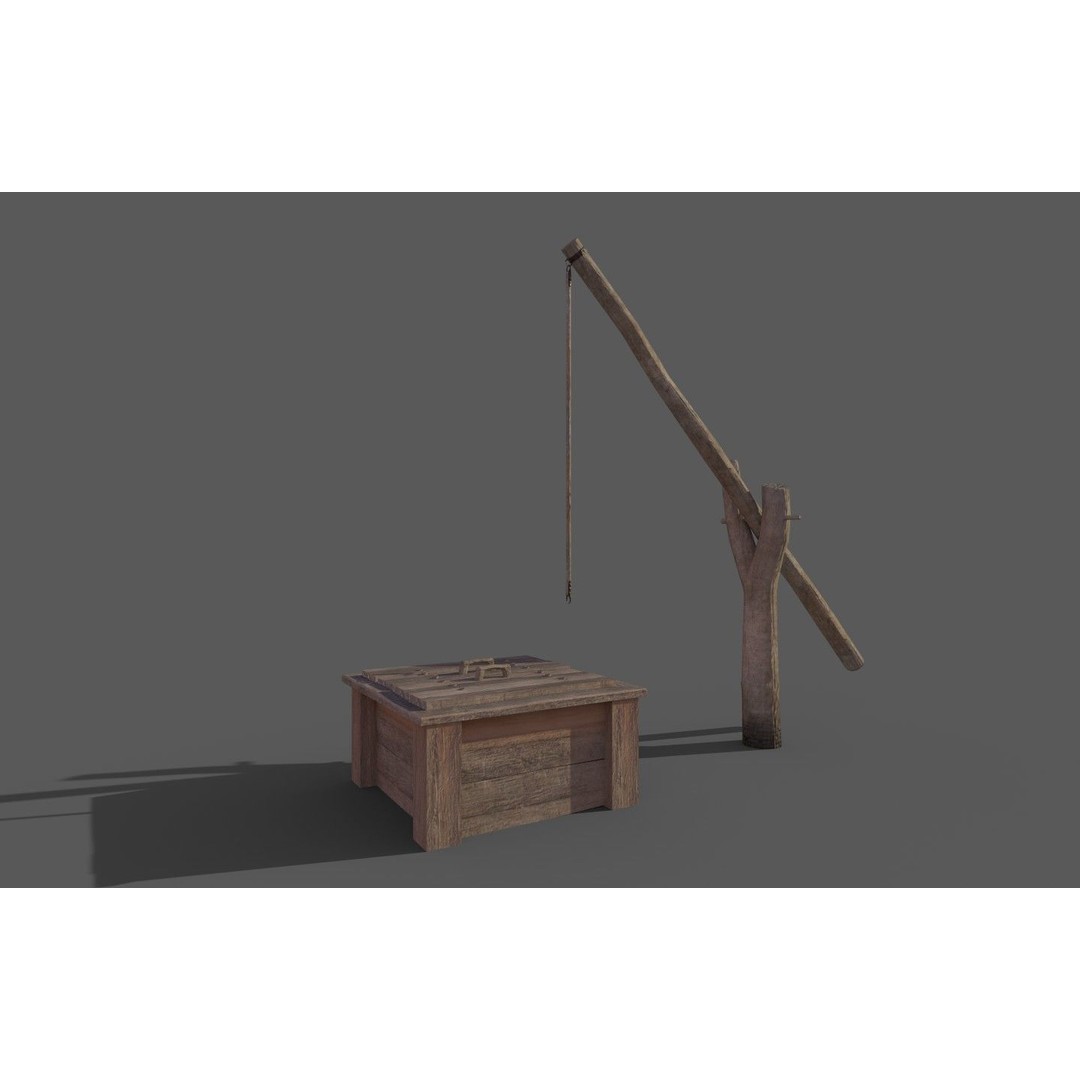 Wooden Water Well 3D Model – Low Poly Historic Asset, FBX - View 12