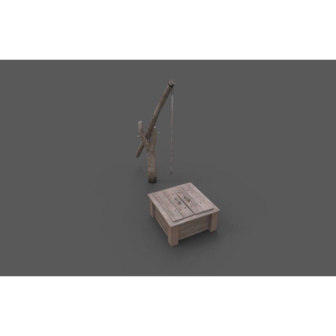 Wooden Water Well 3D Model – Low Poly Historic Asset, FBX - View 13