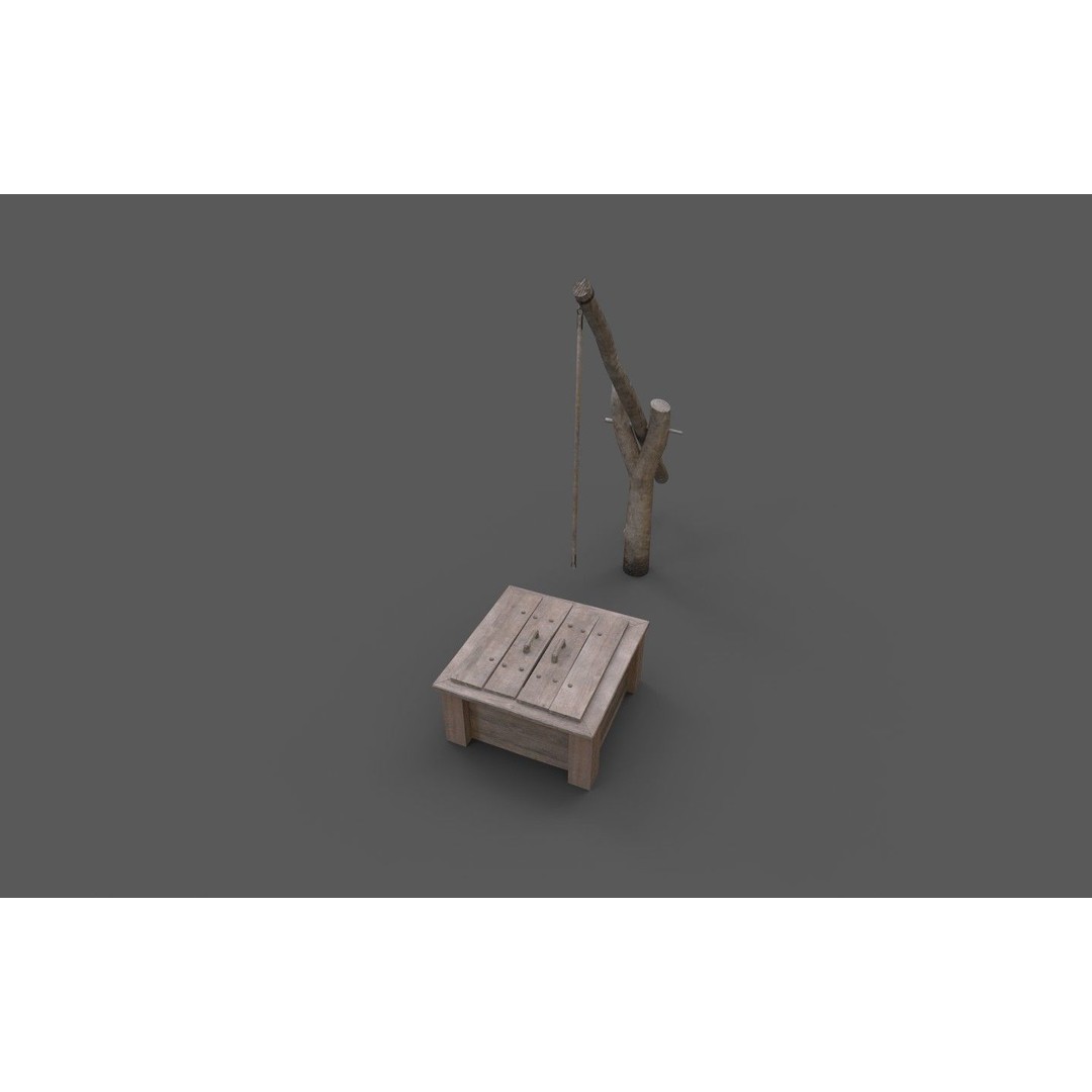 Wooden Water Well 3D Model – Low Poly Historic Asset, FBX - View 14