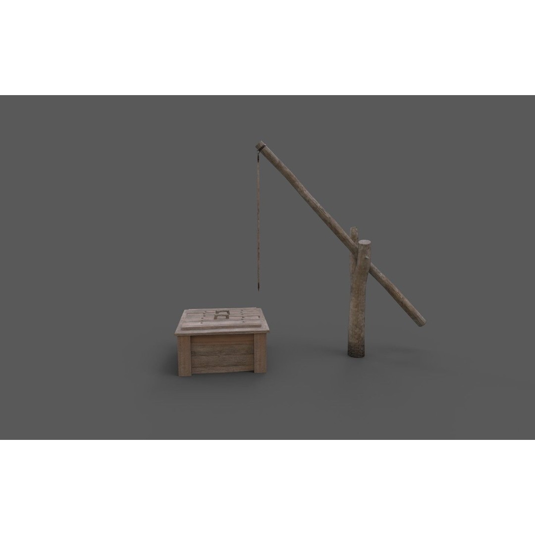 Wooden Water Well 3D Model – Low Poly Historic Asset, FBX - View 15