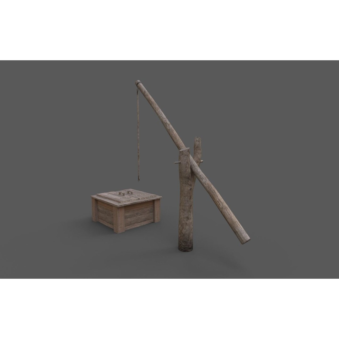 Wooden Water Well 3D Model – Low Poly Historic Asset, FBX - View 16