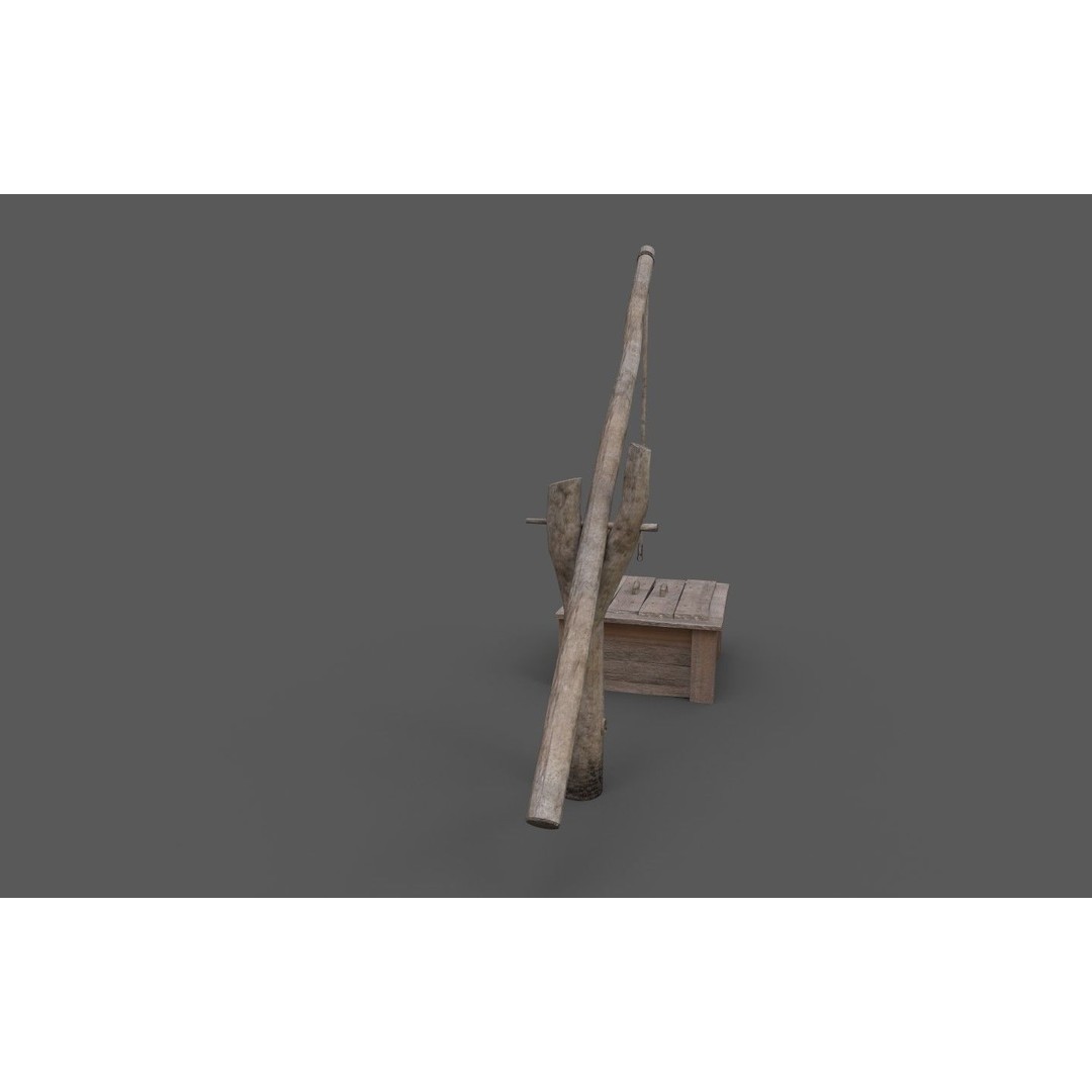 Wooden Water Well 3D Model – Low Poly Historic Asset, FBX - View 17