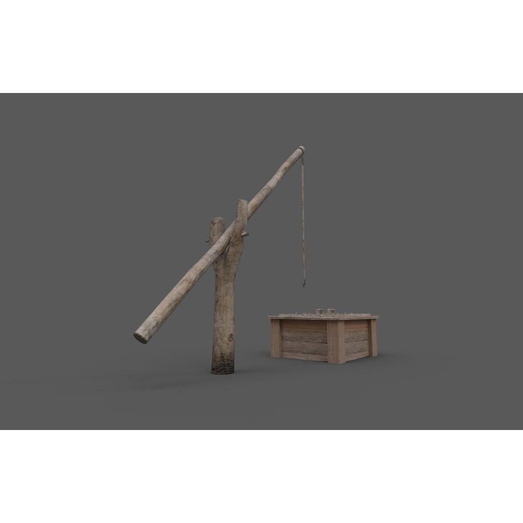 Wooden Water Well 3D Model – Low Poly Historic Asset, FBX - View 19