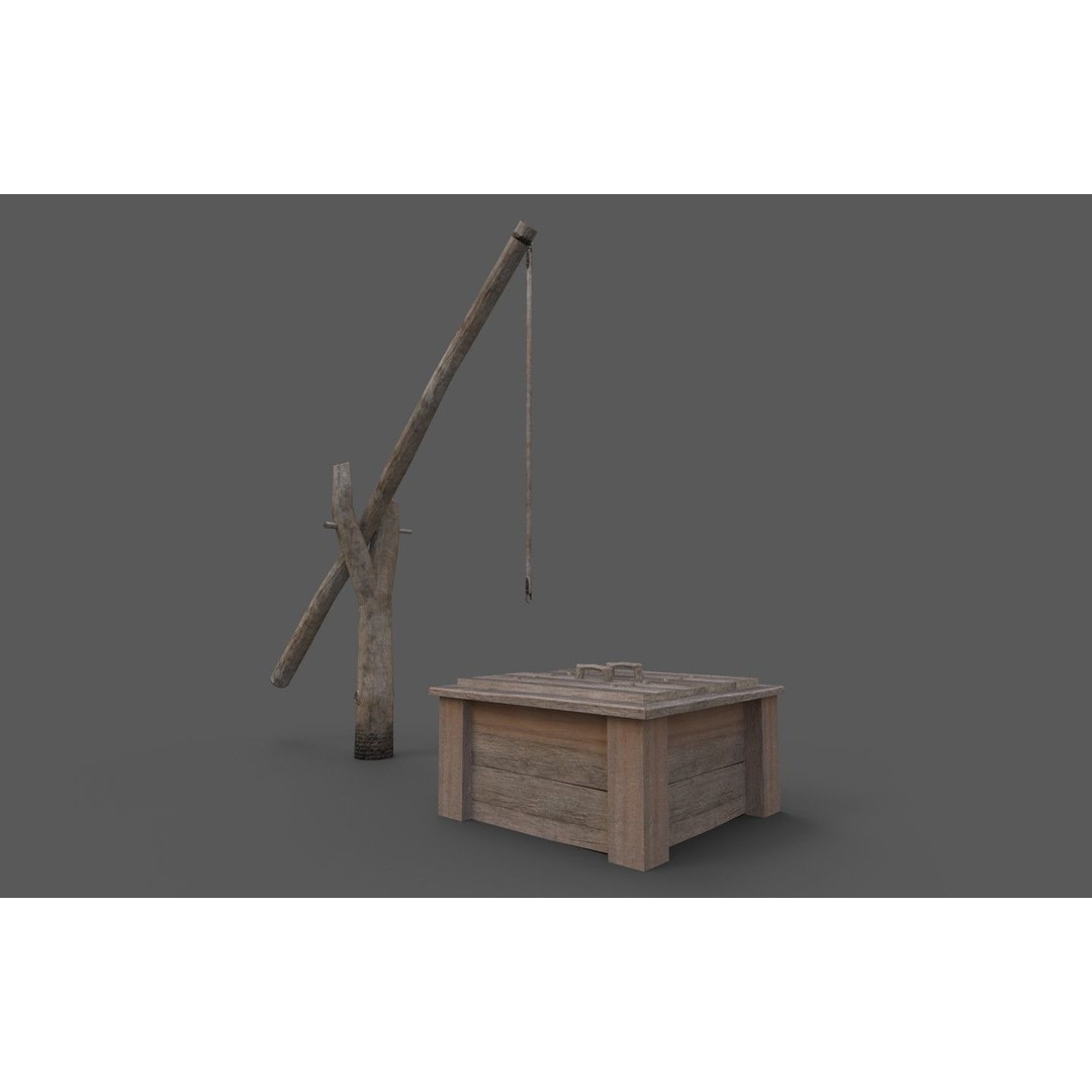 Wooden Water Well 3D Model – Low Poly Historic Asset, FBX - View 20