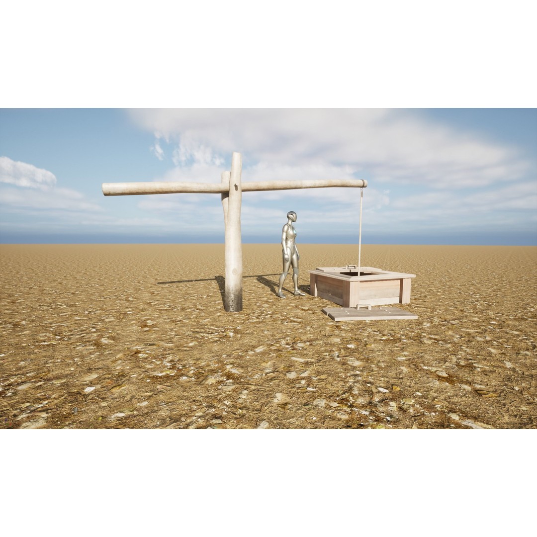 Wooden Water Well 3D Model – Low Poly Historic Asset, FBX - View 22