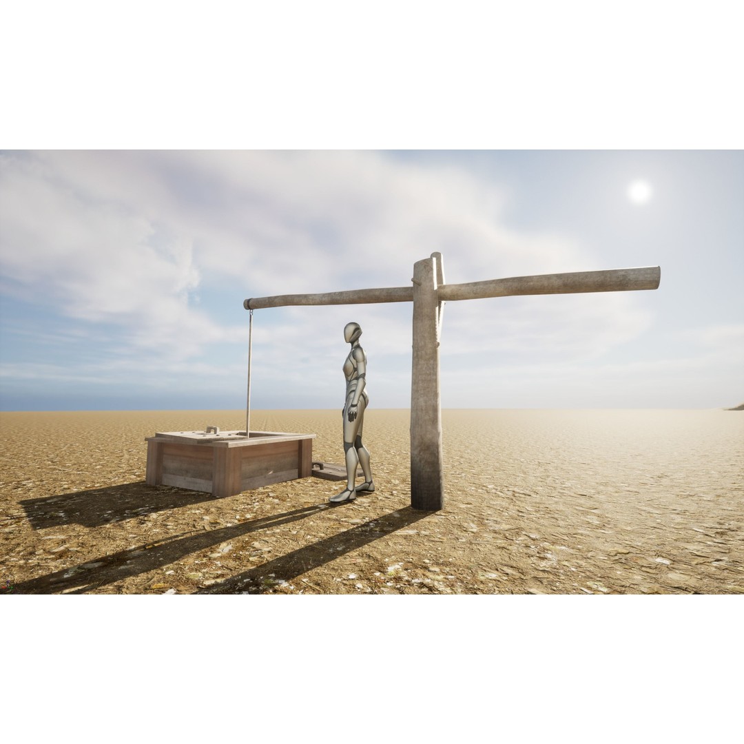Wooden Water Well 3D Model – Low Poly Historic Asset, FBX - View 23