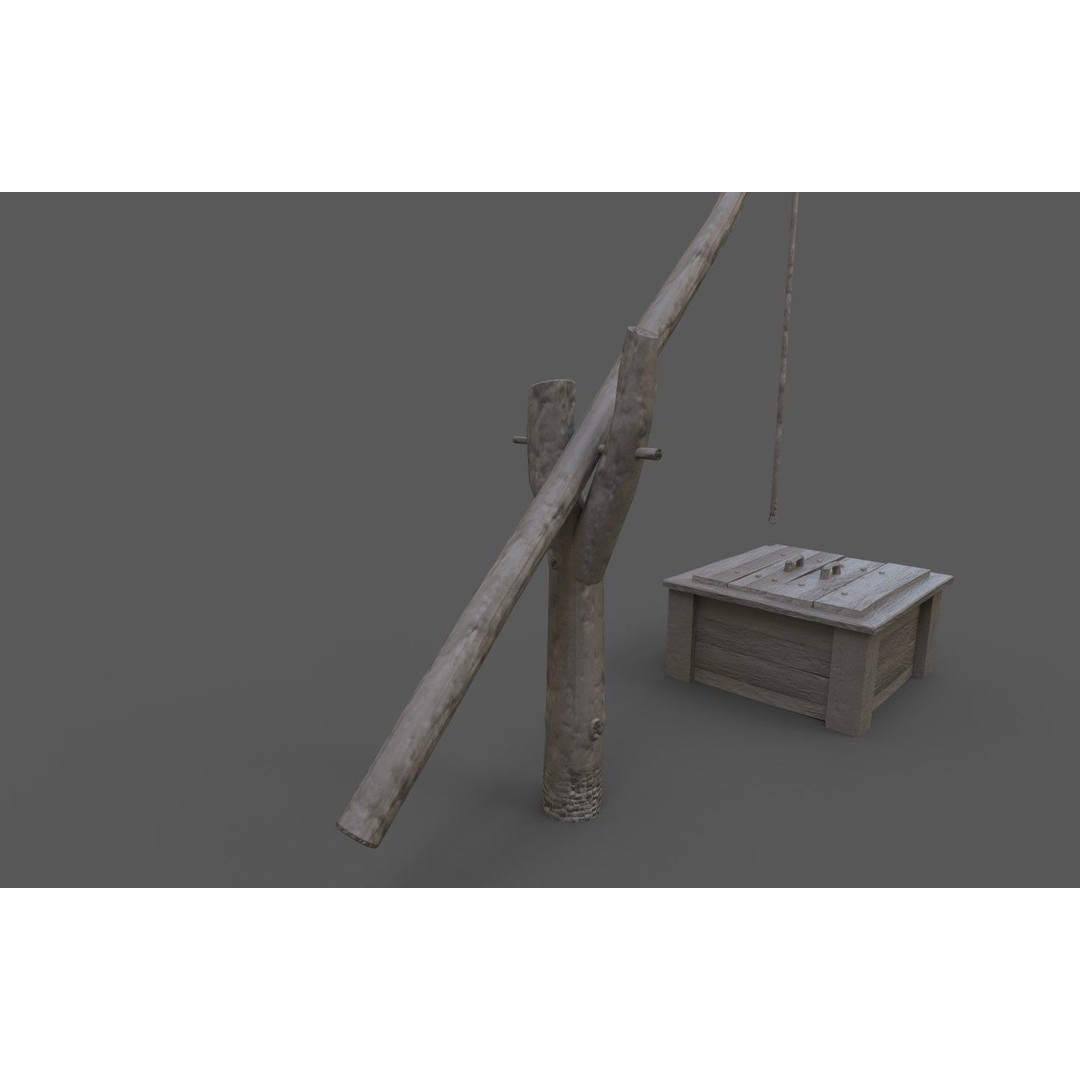 Wooden Water Well 3D Model – Low Poly Historic Asset, FBX - View 26