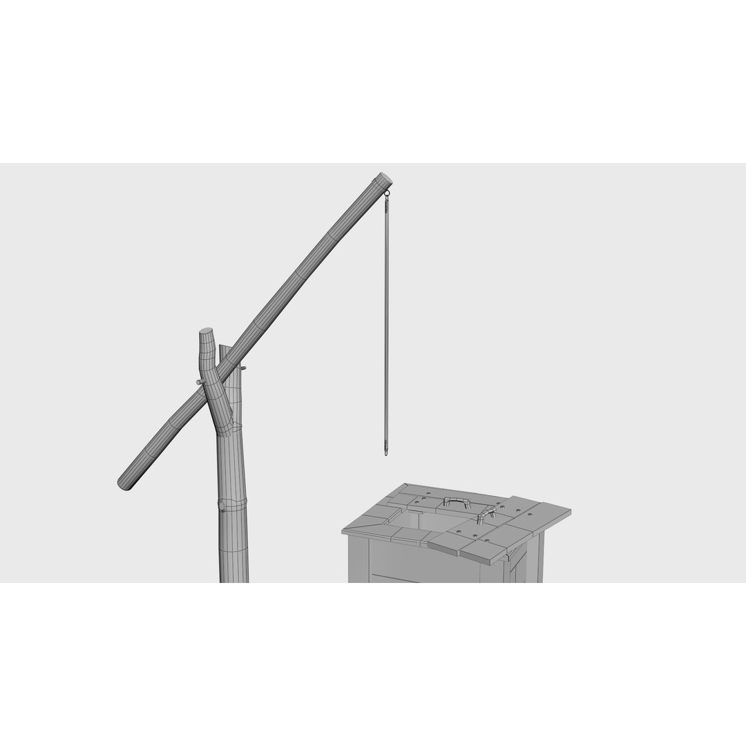 Wooden Water Well 3D Model – Low Poly Historic Asset, FBX - View 29