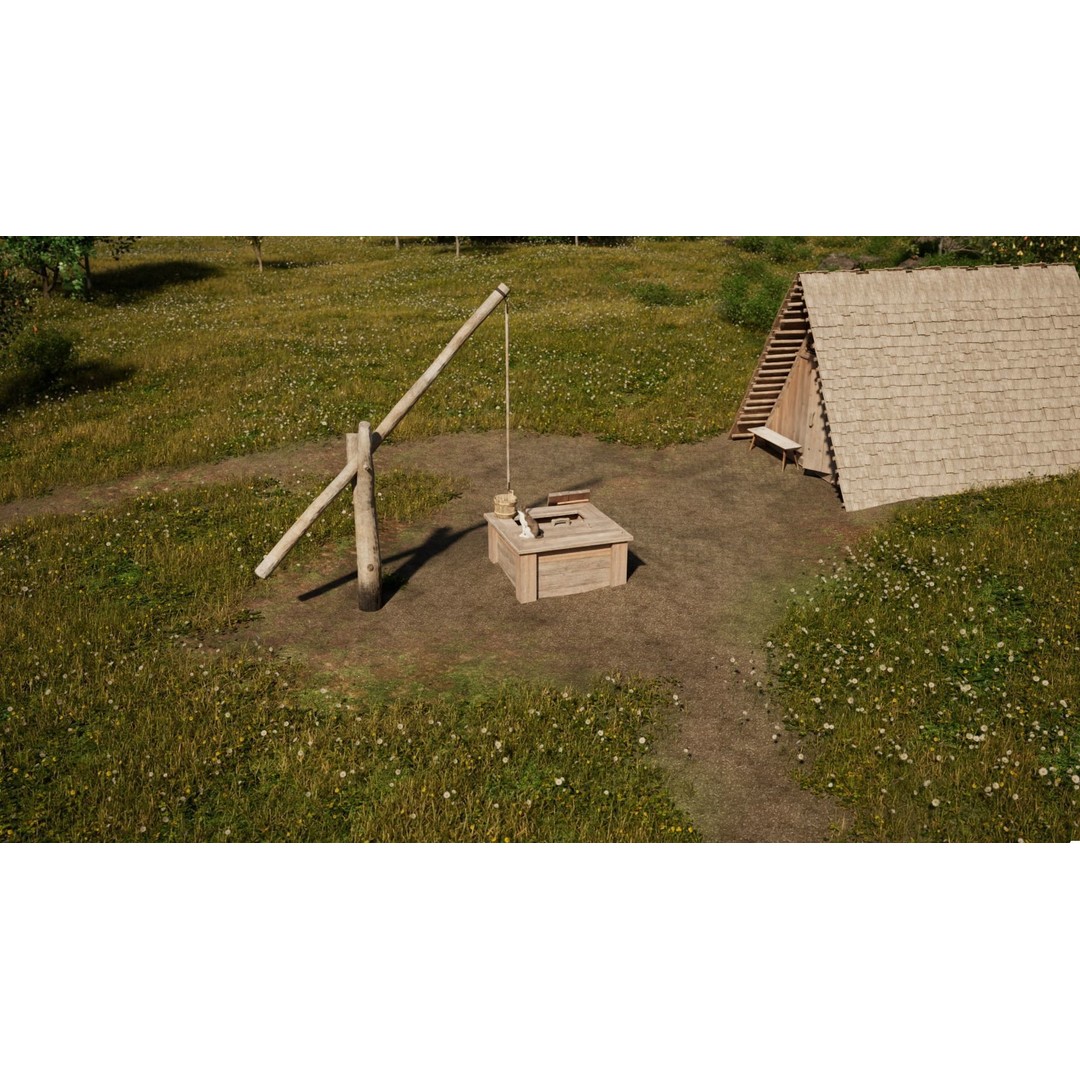 Wooden Water Well 3D Model – Low Poly Historic Asset, FBX - View 3